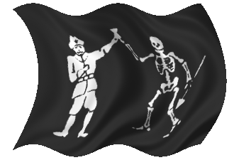 Said by many sites to be the flag flown by Bartholomew Roberts (Black Bart)